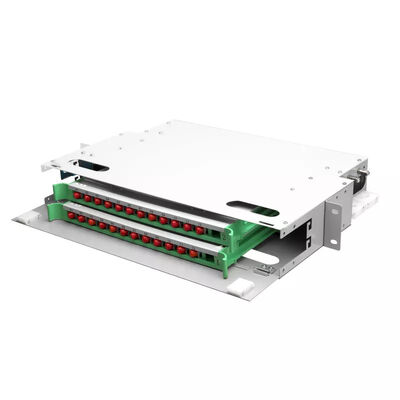 FTTH 1U Fiber لوحة 24 جوهر 19 Inch Rack Patch لوحة وحدة ODF