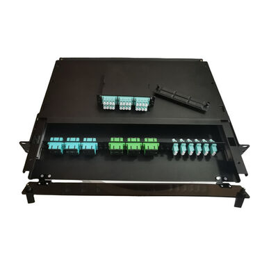 19 "LC Fiber Patch لوحة MTP MPO 1U صندوق إنهاء الألياف المعدنية