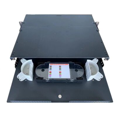 2U MPO MTP Patch لوحة APC SC دوبلكس Fiber نسيج رف جبل