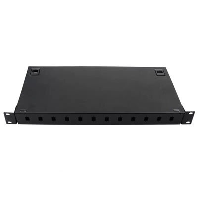لوحة التصحيح المعدنية المثبتة على الرف المعدني 12 LC Duplex Coupler FTTH Termination Box