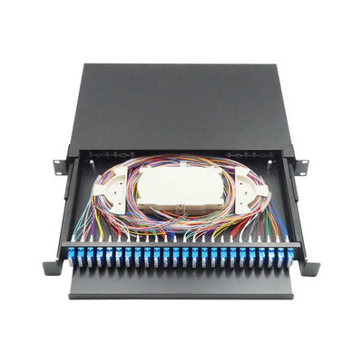 48 Core Black Drawer Type Termination Box Patch Panel 430x200x46mm